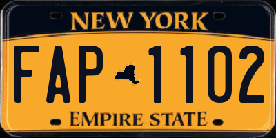 NY license plate FAP1102