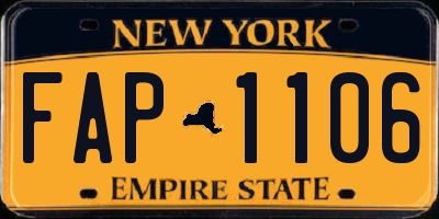 NY license plate FAP1106
