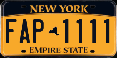 NY license plate FAP1111