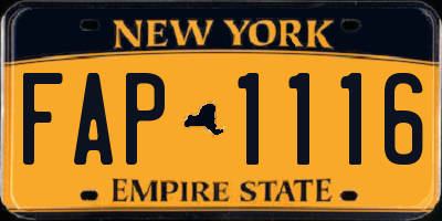 NY license plate FAP1116