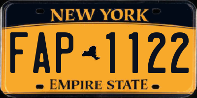 NY license plate FAP1122