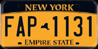 NY license plate FAP1131