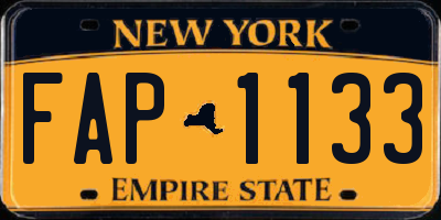 NY license plate FAP1133