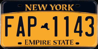 NY license plate FAP1143