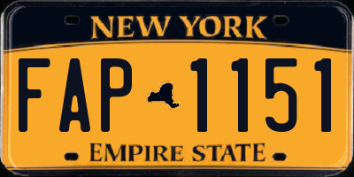 NY license plate FAP1151