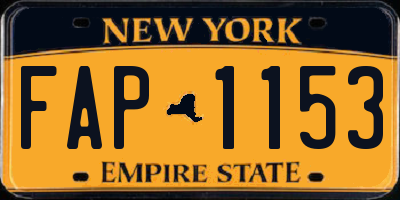 NY license plate FAP1153