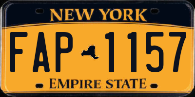 NY license plate FAP1157