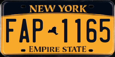 NY license plate FAP1165