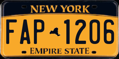 NY license plate FAP1206