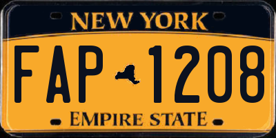 NY license plate FAP1208