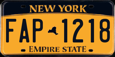 NY license plate FAP1218