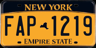 NY license plate FAP1219