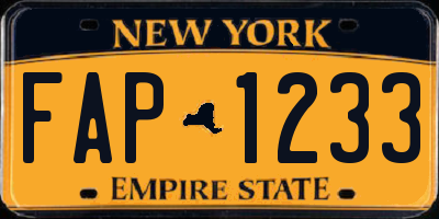 NY license plate FAP1233
