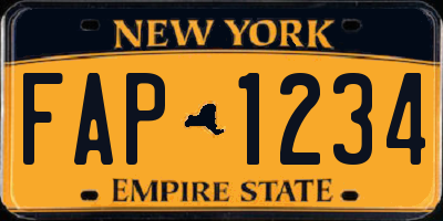 NY license plate FAP1234