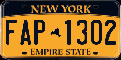 NY license plate FAP1302