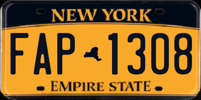 NY license plate FAP1308