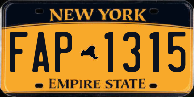 NY license plate FAP1315
