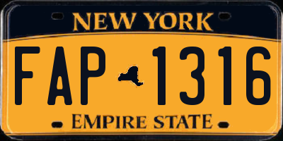 NY license plate FAP1316