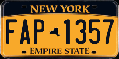 NY license plate FAP1357