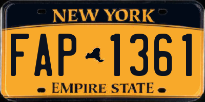 NY license plate FAP1361