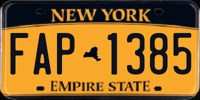 NY license plate FAP1385