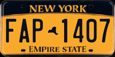 NY license plate FAP1407