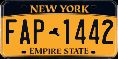 NY license plate FAP1442