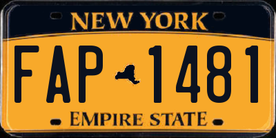 NY license plate FAP1481