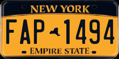 NY license plate FAP1494