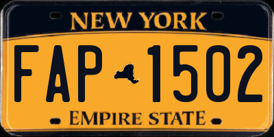 NY license plate FAP1502