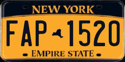 NY license plate FAP1520