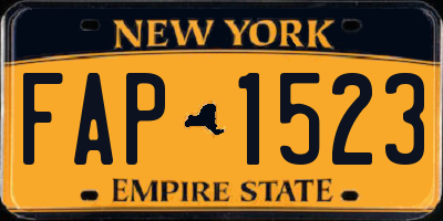 NY license plate FAP1523