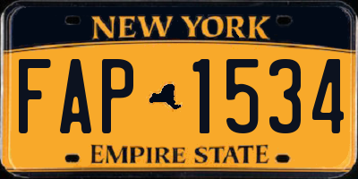 NY license plate FAP1534