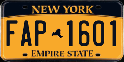 NY license plate FAP1601
