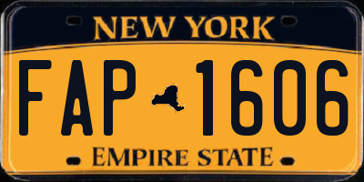 NY license plate FAP1606