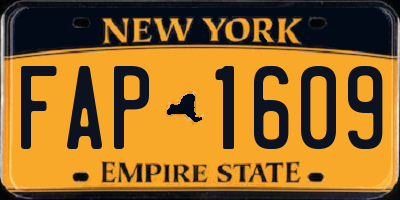 NY license plate FAP1609