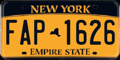 NY license plate FAP1626