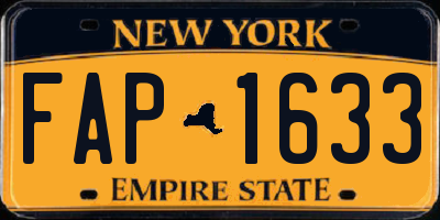 NY license plate FAP1633