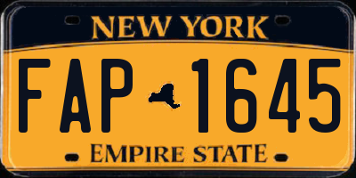 NY license plate FAP1645
