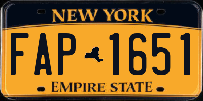 NY license plate FAP1651