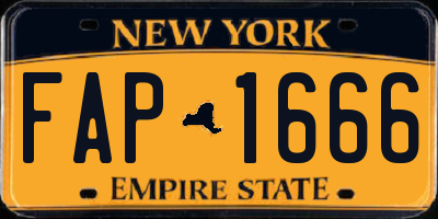 NY license plate FAP1666