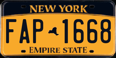 NY license plate FAP1668