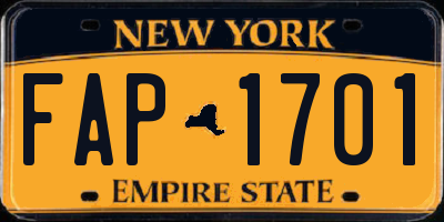 NY license plate FAP1701