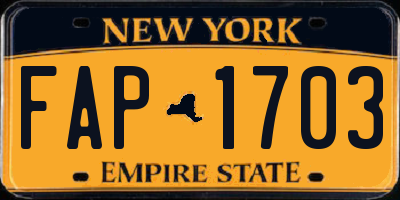 NY license plate FAP1703