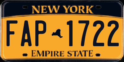 NY license plate FAP1722