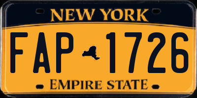 NY license plate FAP1726