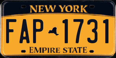NY license plate FAP1731