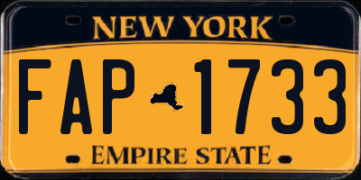 NY license plate FAP1733