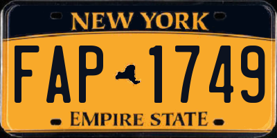 NY license plate FAP1749