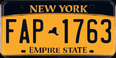 NY license plate FAP1763